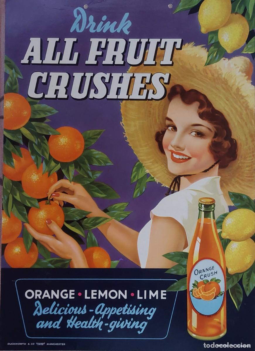 Carteles publicitarios: ANTIGUO CARTEL INGLES ( ORANGE CRUHS ) DE 1949