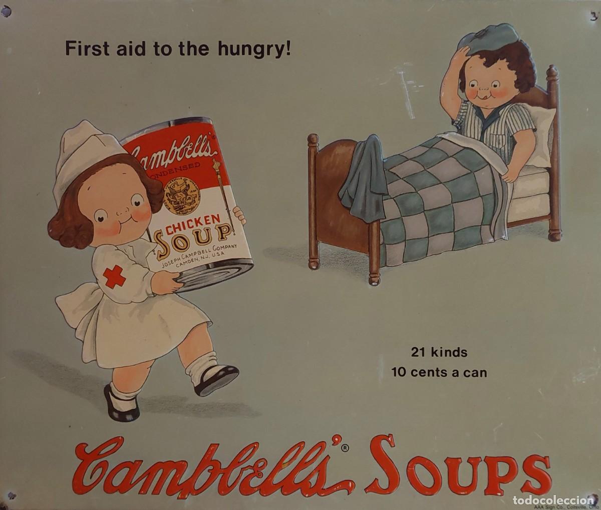 Carteles publicitarios: ANTIGUO CARTEL CHAPA AMERICANO ( CAMBBELS SOUPS ) 1993