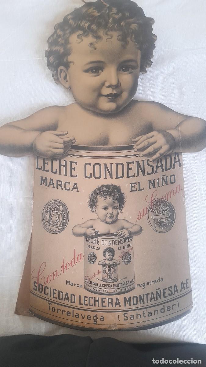Carteles publicitarios: Antiguo cartel troquelado publicitario Leche Condensada El Ni&ntilde;o - Torrelavega Santander&rdquo;.