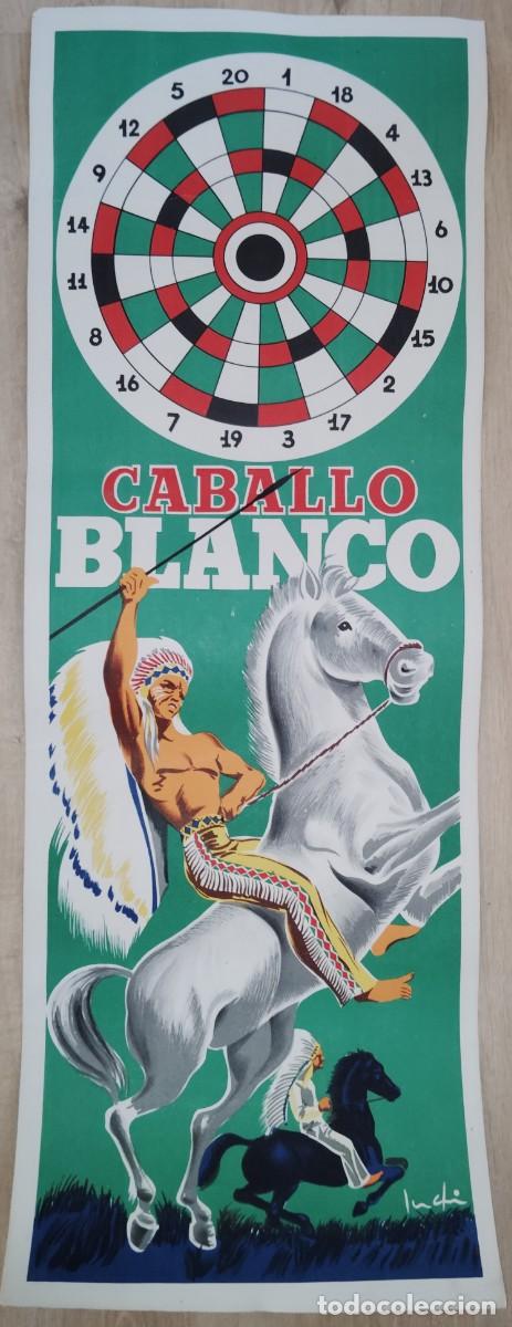Carteles publicitarios: ORIGINAL CARTEL A&Ntilde;OS 50-60. - CABALLO BLANCO -ENVIO CERTIFICADO INCLUIDO