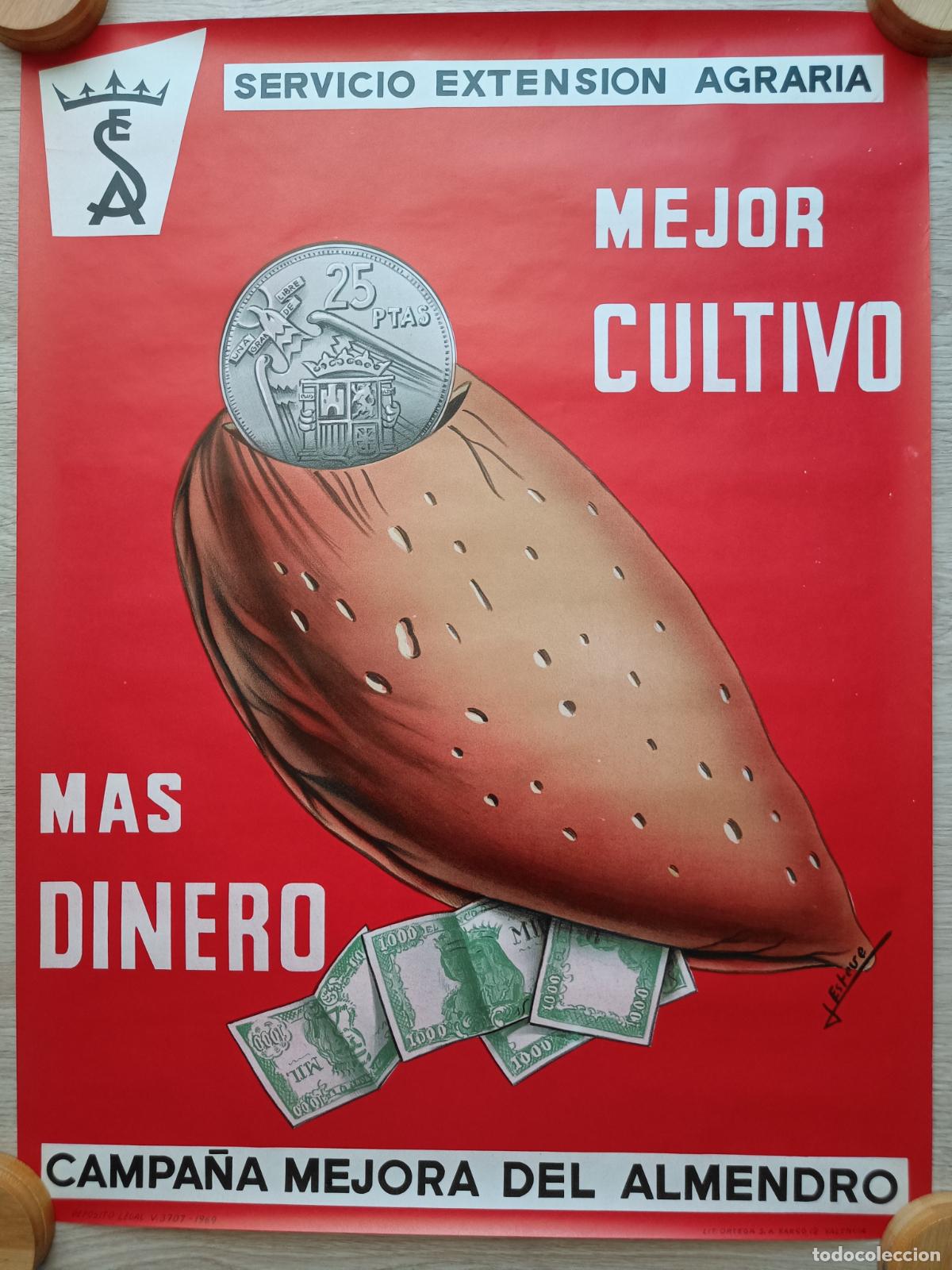 Carteles publicitarios: CARTEL CAMPA&Ntilde;A MEJORA DEL ALMENDRO MEJOR CULTIVO 1969J. ESTEVE CPU27