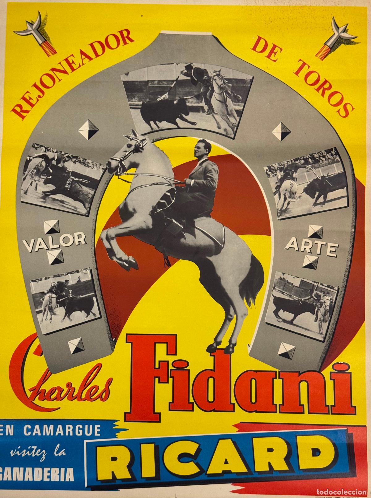 Carteles publicitarios: CHARLES FRIDANI REJONEADOR DE TOROS - RICARD - PUBLICIDAD - CARTEL ANTIGUO -VER FOTOS