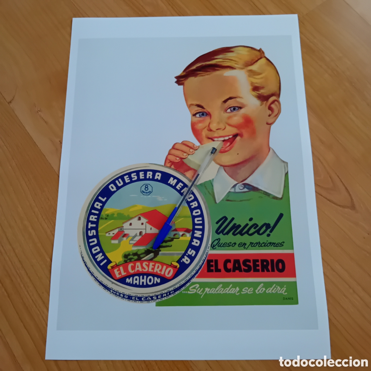 Carteles publicitarios: L&Aacute;MINA CON REPRODUCCI&Oacute;N ACTUAL DISPLAY EL CASER&Iacute;O. MAH&Oacute;N. MENORCA. BALEARES. A&Ntilde;OS 50