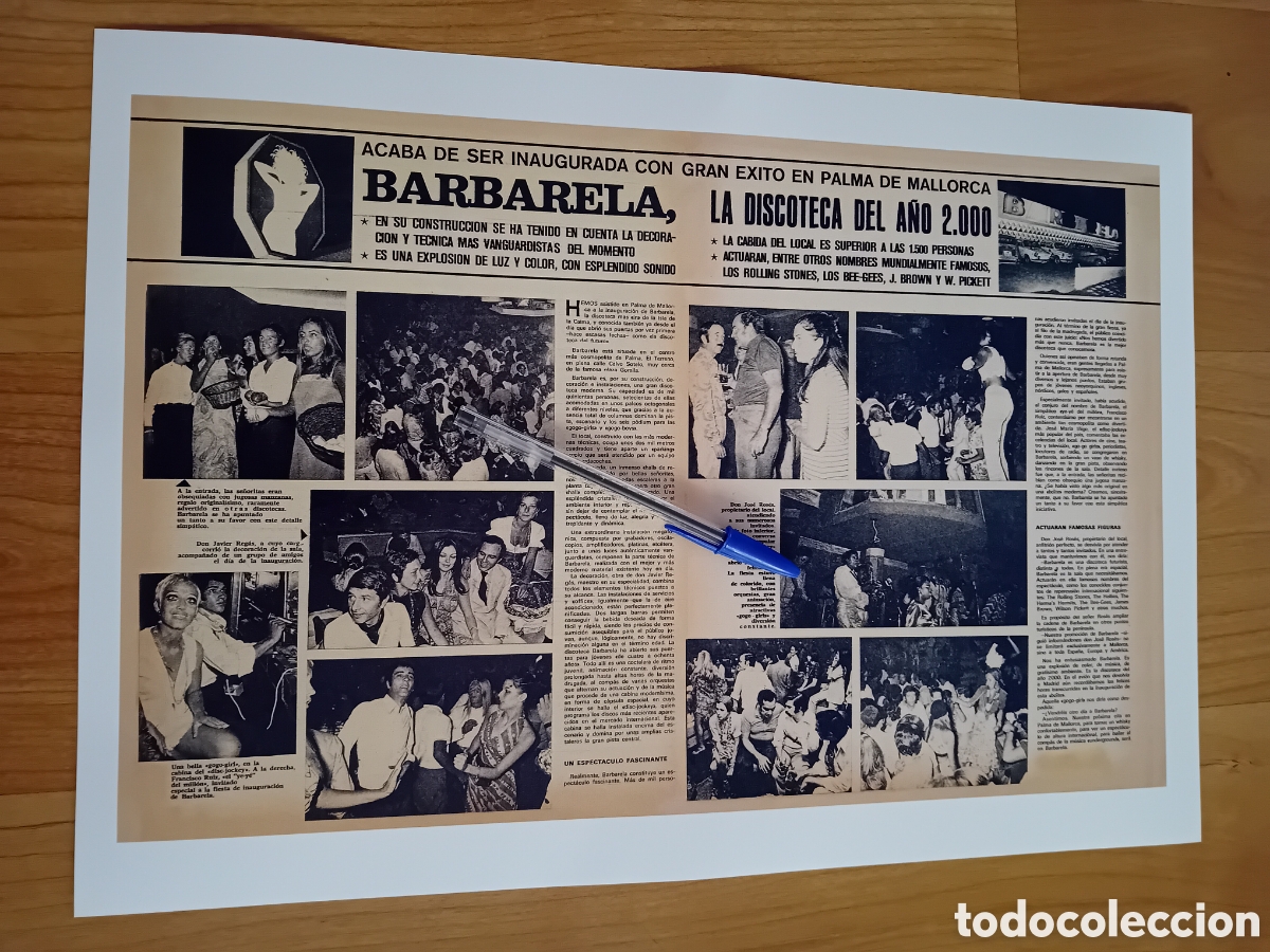 Carteles publicitarios: L&Aacute;MINA REPRODUCCI&Oacute;N ACTUAL INAUGURACI&Oacute;N DISCOTECA BARBARELA EN PALMA DE MALLORCA. A&Ntilde;OS 60S