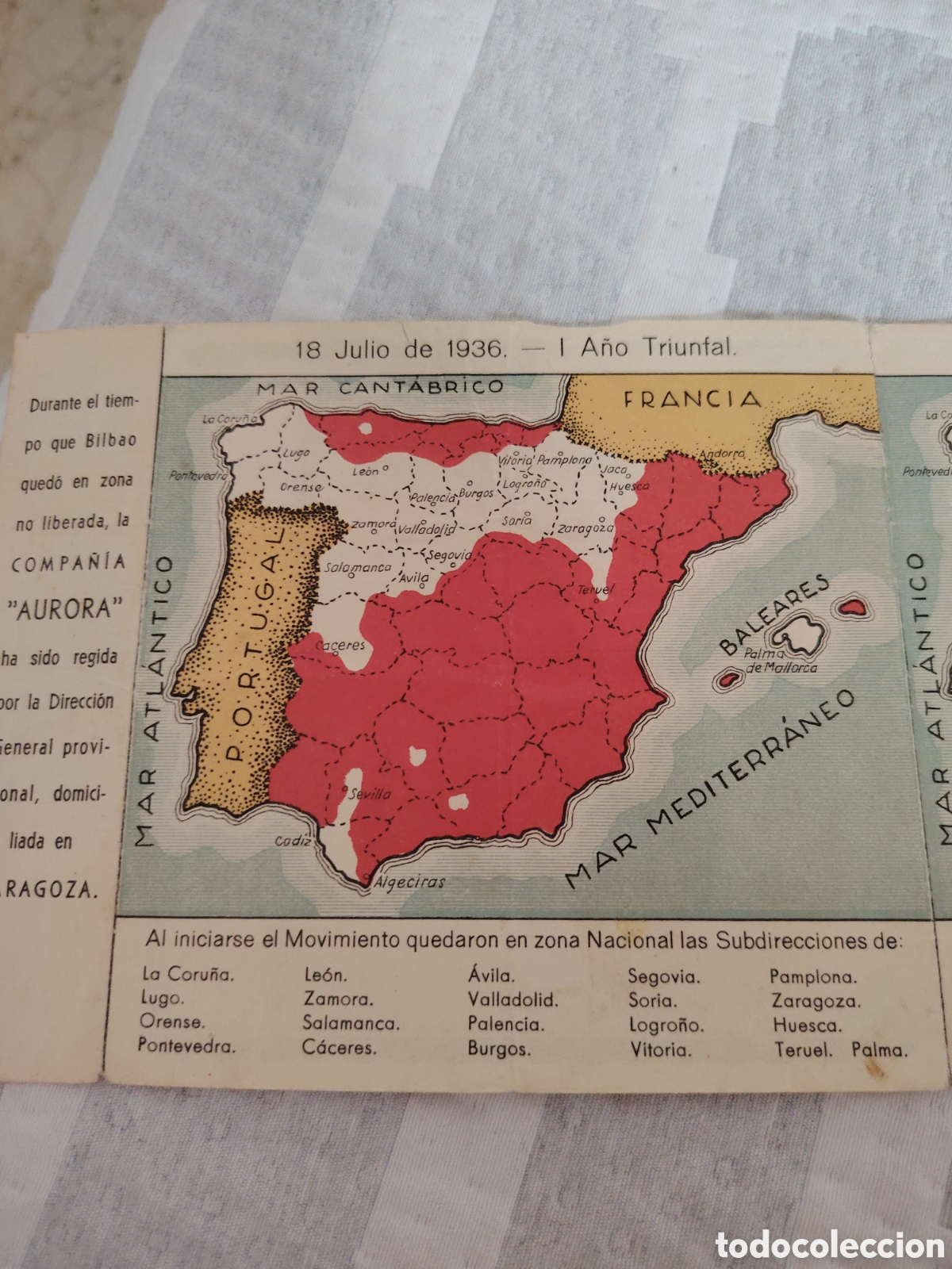 Carteles publicitarios: Compa&ntilde;&iacute;a an&oacute;nima de seguros AURORA. 1939 - Foto 3