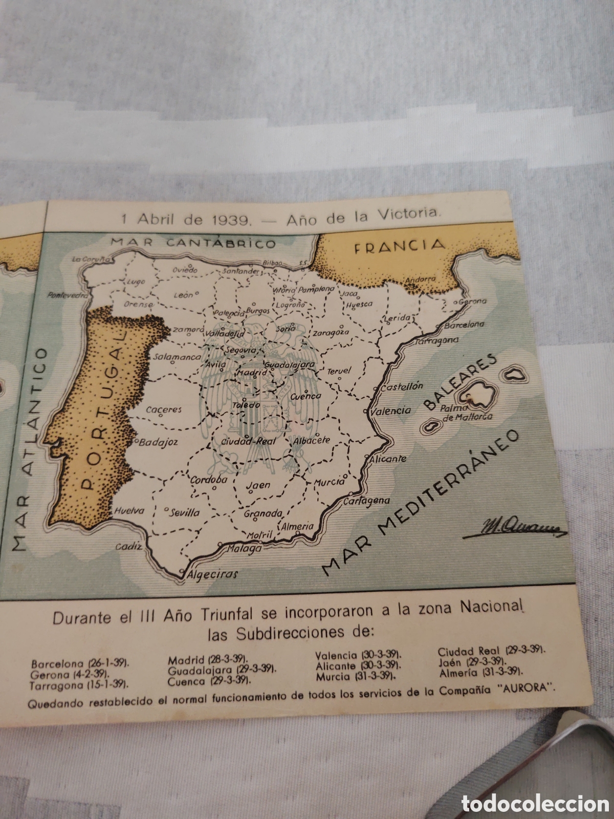 Carteles publicitarios: Compa&ntilde;&iacute;a an&oacute;nima de seguros AURORA. 1939 - Foto 5