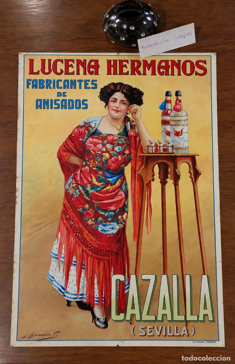 Carteles publicitarios: Antiguo Cartel Publicitario 1930 - Anisados Lucena Hermanos - Cazalla - Barreira Polo