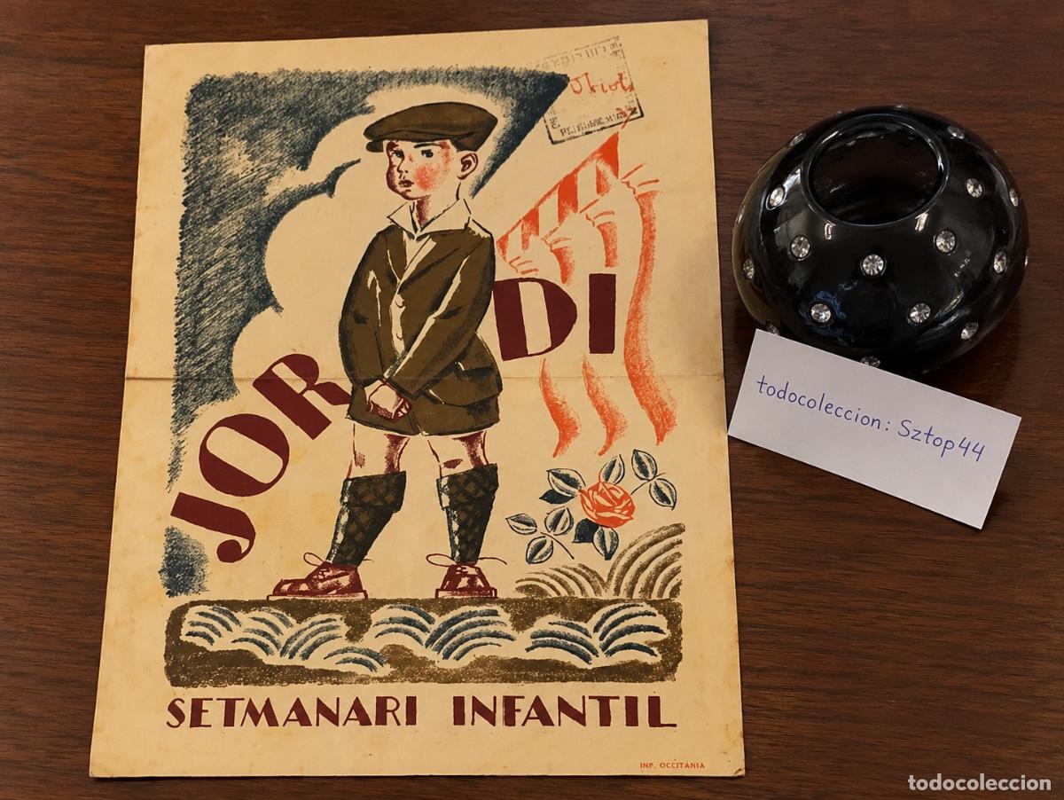 Carteles publicitarios: Antiguo Cartel Publicitario Jordi Setmanari Infantil c. 1927 - Josep Obiols - Imprenta Occit&agrave;nia Bar