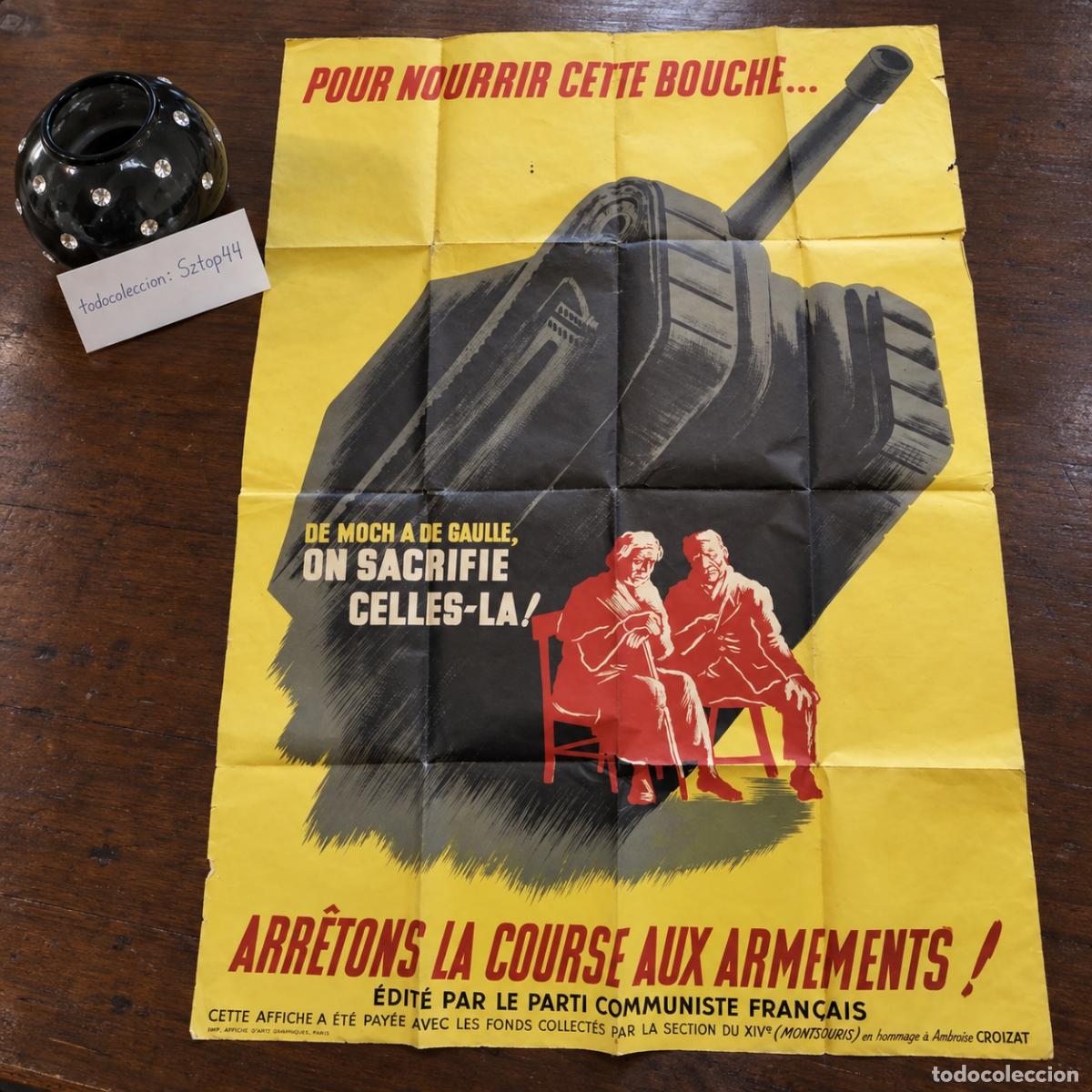 Carteles publicitarios: Cartel Propaganda Partido Comunista Franc&eacute;s c. 1950 - &rdquo;Pour nourrir cette bouche&rdquo; - Guerra Fr&iacute;a Raro