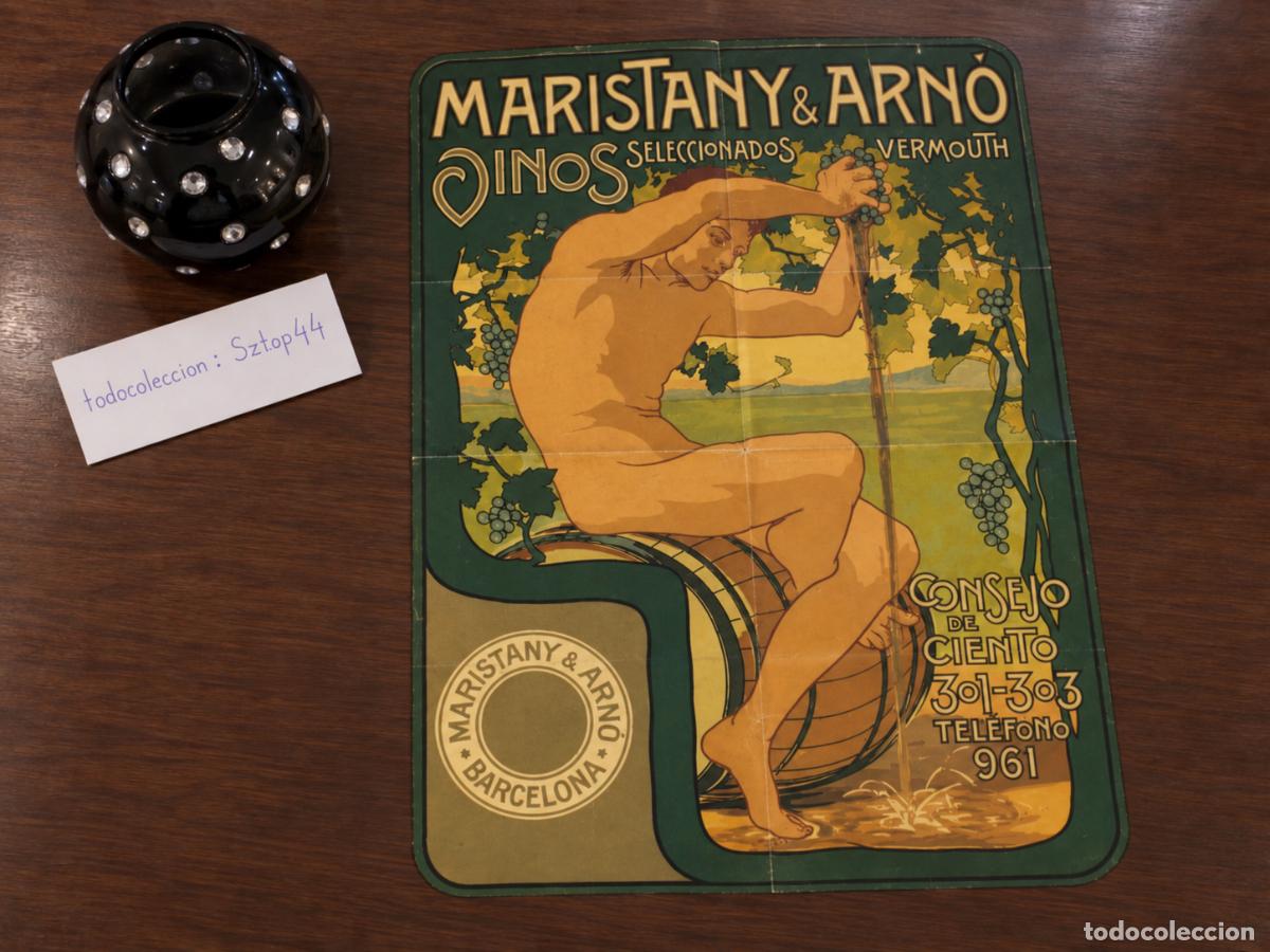 Werbeplakate: Cartel Original Modernista 1900 - Vinos y Vermouth Maristany & Arn&oacute; Barcelona - Art Nouveau