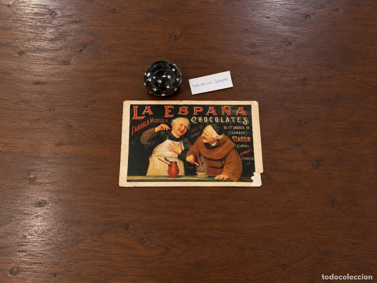 Carteles publicitarios: Cartel Antiguo Madrid &ndash; Chocolates La Espa&ntilde;a &ndash; F&aacute;brica Modelo de Chocolates y Bombones