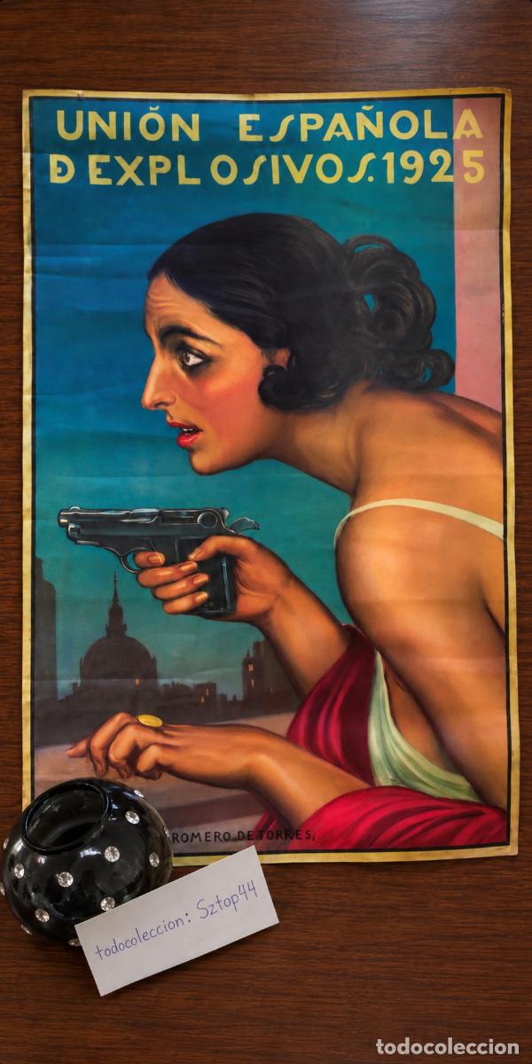 Carteles publicitarios: Cartel Original Uni&oacute;n Espa&ntilde;ola de Explosivos 1925 &ndash; Mujer de la Pistola &ndash; Julio Romero de Torres