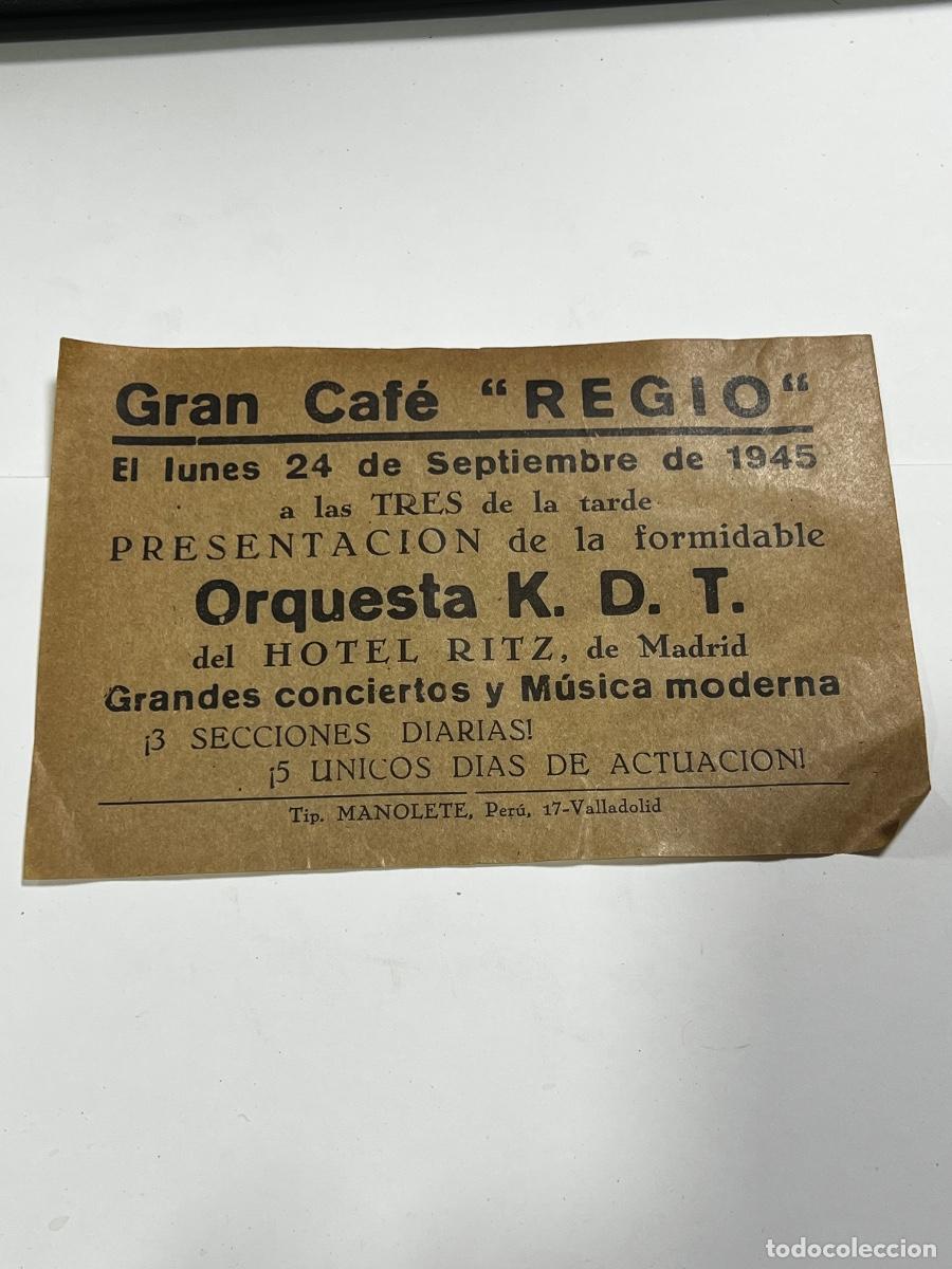 Carteles publicitarios: PRESENTACI&Oacute;N ORQUESTA K.D.T. GRAN CAF&Eacute; REGIO. HOTEL RITZ.