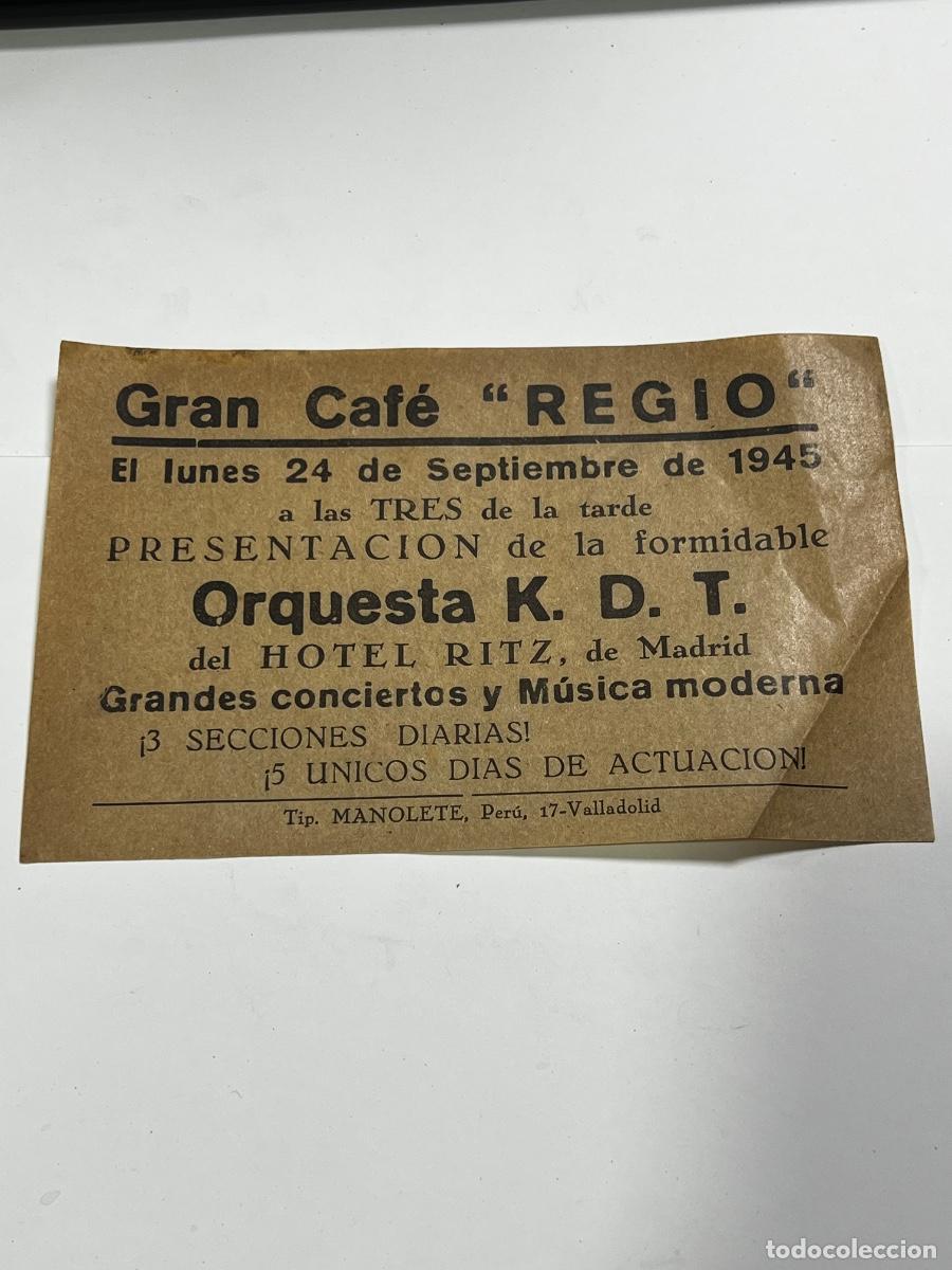 Carteles publicitarios: PRESENTACI&Oacute;N ORQUESTA K.D.T. GRAN CAF&Eacute; REGIO. HOTEL RITZ.