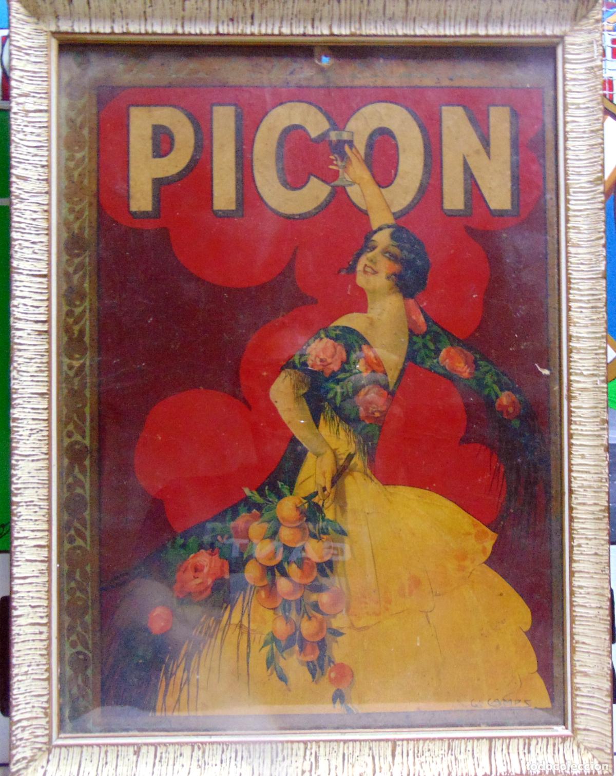 Carteles publicitarios: RARISIMO CARTEL PICON , FIRMADO G.CAMPS, ORIGINAL. NO COPIA LEER