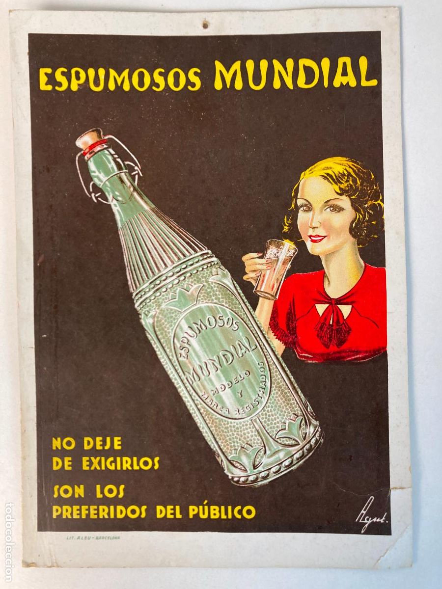 Carteles publicitarios: PUBLICIDAD ESPUMOSOS MUNDIAL, SOBRE CARTON, UNICA EN TODOCOLECCION
