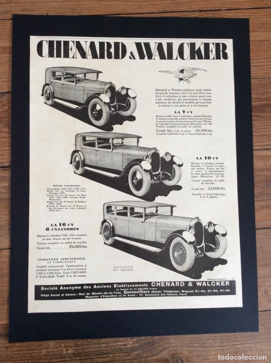 Carteles publicitarios: Publicidade Original Anos 20 - Autom&oacute;veis Antigos Chenard Walcker