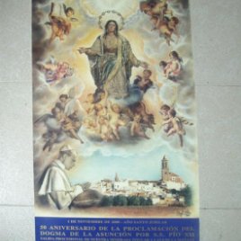 CARTEL CANTILLANA, SEVILLA. DOGMA DE LA ASUNCIÓN PIO XII. AÑO 2000. 89 X 55 CM.