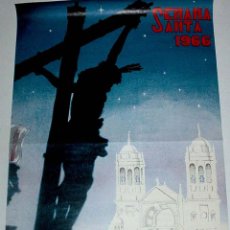 Carteles de Semana Santa: EXCEPCIONAL CARTEL DE CADIZ, SEMANA SANTA 1966, ILUSTRADO POR RICARDO ANAYA – MIDE 87 X 55 CMS.