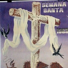 Carteles de Semana Santa: ANTIGUO CARTEL DE LORCA, SEMANA SANTA 1963, ILUSTRADO POR RICARDO ANAYA – MIDE 95 X 63 CMS.