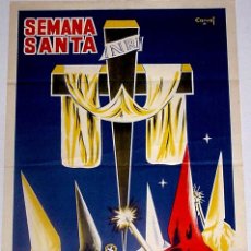 Carteles de Semana Santa: ANTIGUO CARTEL DE MERIDA, SEMANA SANTA 1960, ILUSTRADO POR CARVAJ – MIDE 50 X 33 CMS.