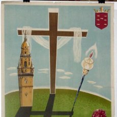 Carteles de Semana Santa: ANTIGUO CARTEL DE MURCIA, SEMANA SANTA 1956, ILUSTRADO POR J. HERNÁNDEZ – MIDE 100 X 69 CMS.