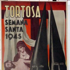 Carteles de Semana Santa: ANTIGUO CARTEL DE TORTOSA, SEMANA SANTA 1945, ILUSTRADO POR BAS – MIDE 100 X 70 CMS.
