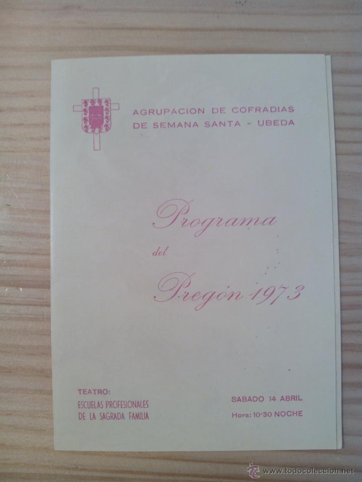 Carteles de Semana Santa: Programa Preg&oacute;n de Semana Santa de &Uacute;beda (Ja&eacute;n) 1973 - Foto 1