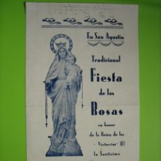 Carteles de Semana Santa: ANTIGUO CARTELITO VIRGEN DEL ROSARIO. FIESTA DE LAS ROSAS EN SAN AGUSTÍN .CORDOBA 1945. Lote 149695934