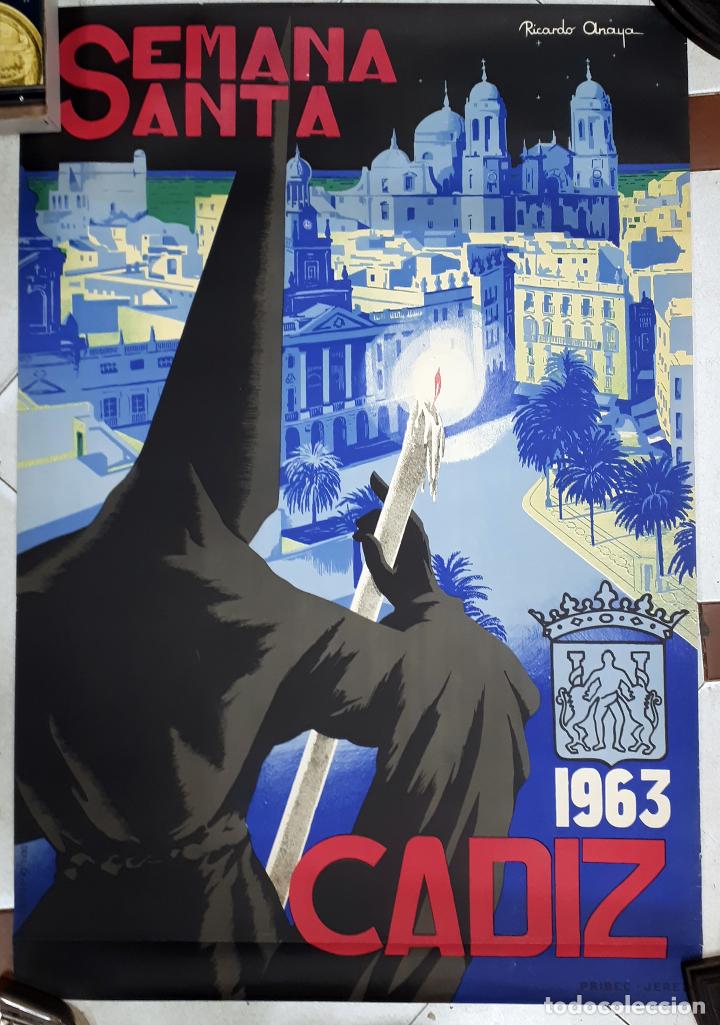 Carteles de Semana Santa: CARTEL SEMANA SANTA CADIZ 1963 RICARDO ANAYA LITOGRAFIA ORIGINAL