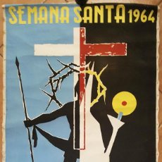 Carteles de Semana Santa: CARTEL ORIGINAL PINTADO SOBRE LIENZO DE LA SEMANA SANTA DE LORCA 1964 91 X 62 CM. LEMA CIRIO