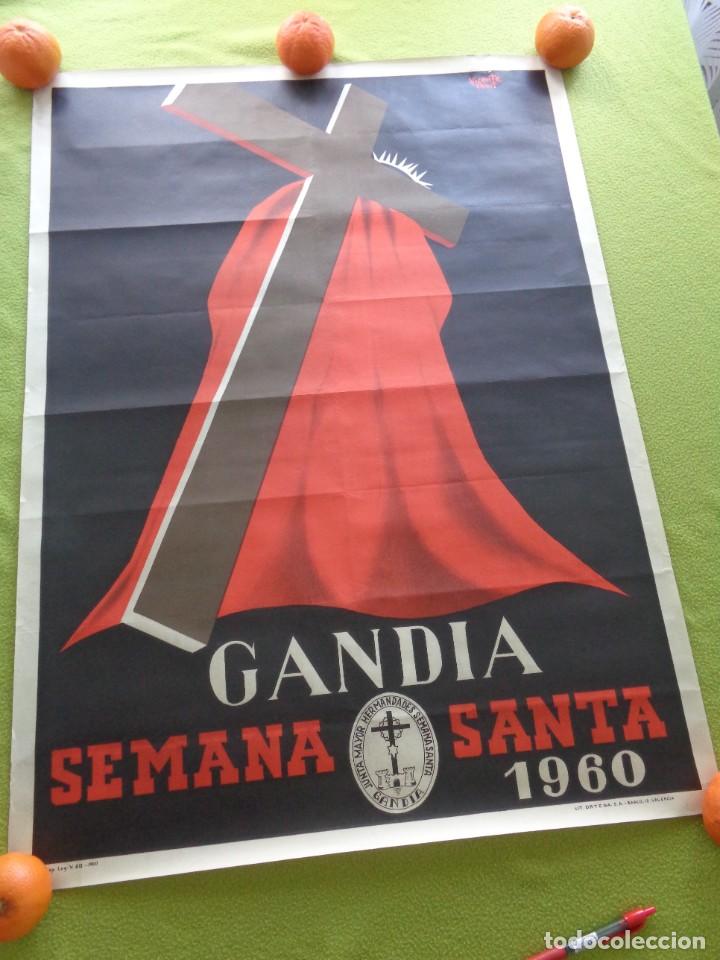 Holy Week Posters : CARTEL GANDIA (VALENCIA) SEMANA SANTA 1960 - AUTOR: U.CHUST - 88X64 CM - LITOGRAFIA ORIGINAL