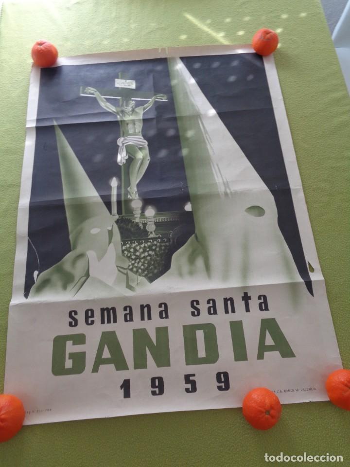 Affiches de Semaine Sainte: POSTER - CARTEL GANDIA - VALENCIA 1959 - SEMANA SANTA - 88 X 64 CM - ORIGINAL