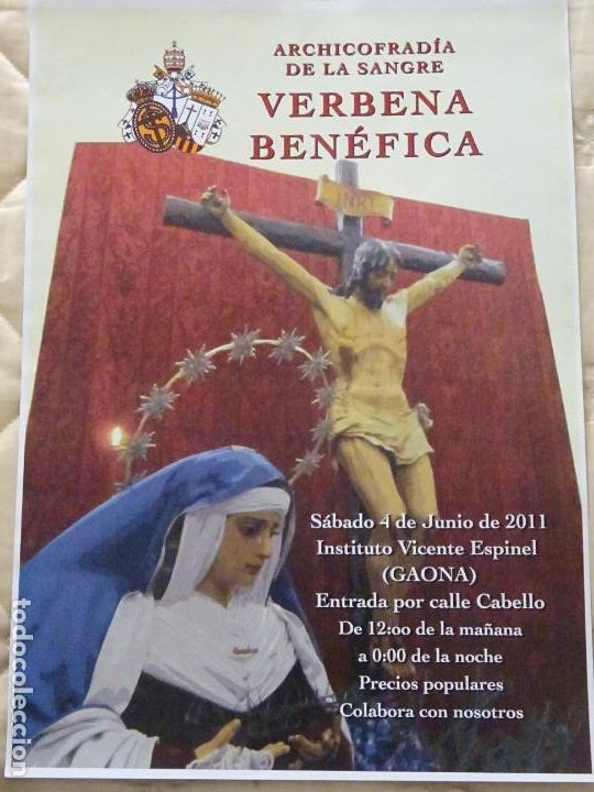 Affiches de Semaine Sainte: POSTER CARTEL RELIGIOSO SEMANA SANTA M&Aacute;LAGA. VERBENA ARCHICOFRAD&Iacute;A DE LA SANGRE. 45CM. 349