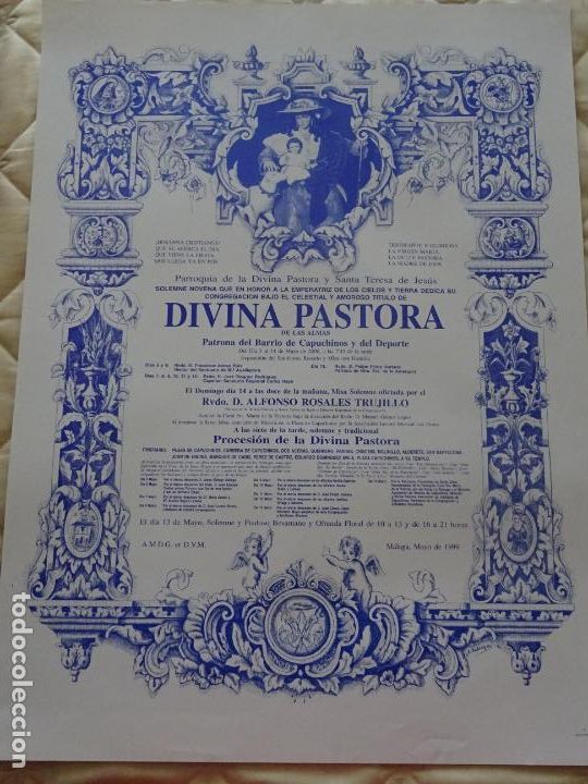Affiches de Semaine Sainte: POSTER CARTEL RELIGIOSO SEMANA SANTA M&Aacute;LAGA. A&Ntilde;O 1999 CONGREGACI&Oacute;N DIVINA PASTORA. 67CM 32