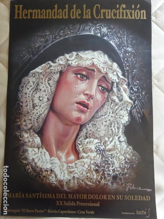 Affiches de Semaine Sainte: CARTEL POSTER RELIGIOSO SEMANA SANTA M&Aacute;LAGA. HERMANDAD DE LA CRUCIFIXI&Oacute;N SOLEDAD 49CM. 663