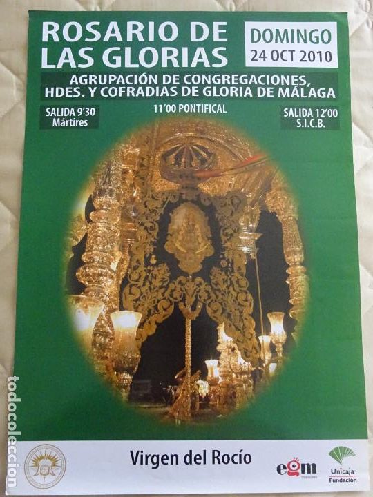 Affiches de Semaine Sainte: CARTEL POSTER RELIGIOSO SEMANA SANTA M&Aacute;LAGA. 2010 AGRUPACI&Oacute;N CONGREGACIONES DE GLORIA 50CM. 682
