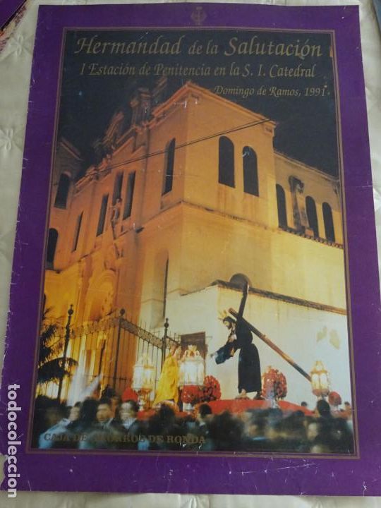 Cartazes da Semana Santa: POSTER CARTEL RELIGIOSO SEMANA SANTA M&Aacute;LAGA 1991. I ESTACI&Oacute;N CATEDRAL HERMANDAD SALUTACION 68CM. 59