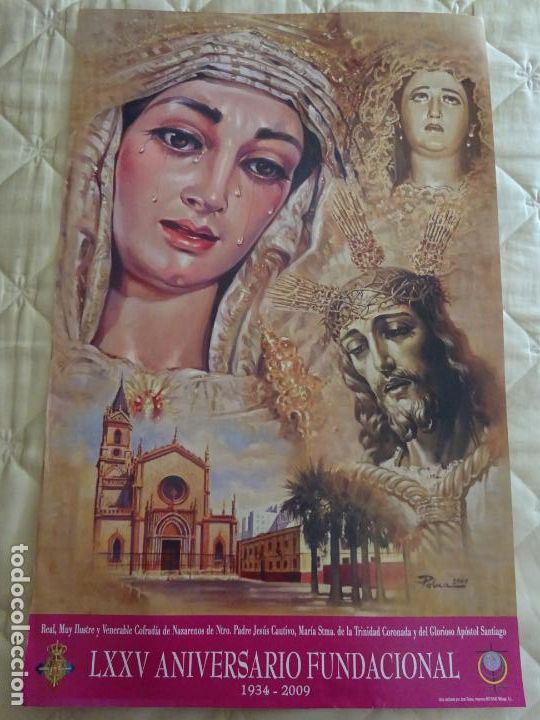 Affiches de Semaine Sainte: POSTER CARTEL RELIGIOSO SEMANA SANTA M&Aacute;LAGA. 2009 75 ANIVERSARIO CAUTIVO TRINIDAD. 68CM. 32