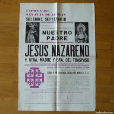 Carteles de Semana Santa: CARTEL JESÚS NAZARENO, 1966, JEREZ DE LA FRONTERA, 69,5X49 CM. Lote 374866629