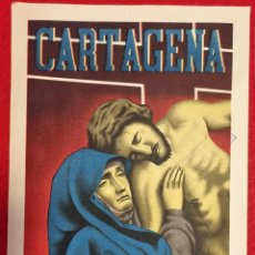Carteles de Semana Santa: CARTEL SEMANA SANTA DE CARTAGENA 1950 LITOGRAFIA FIRMA JORGE 21 X 33 CM. ORIGINAL