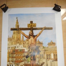 Carteles de Semana Santa: ANTIGUO CARTEL PINTURA CRISTO EL CACHORRO TRIANA SEVILLA 1992. FIRMADO.