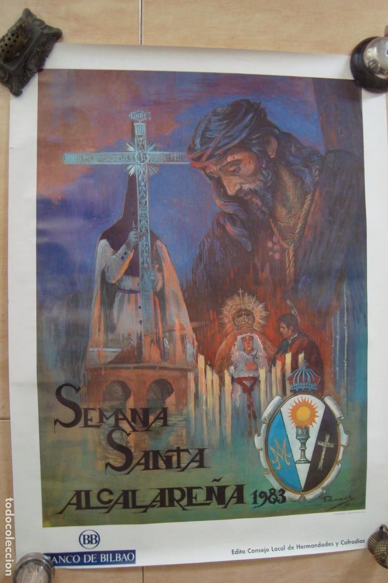 Carteles de Semana Santa: ANTIGUO CARTEL SEMANA SANTA ALCALARE&Ntilde;A. ALCALA DE GUADAIRA 1983. CONSEJO HERMANDADES. BANCO BILBAO