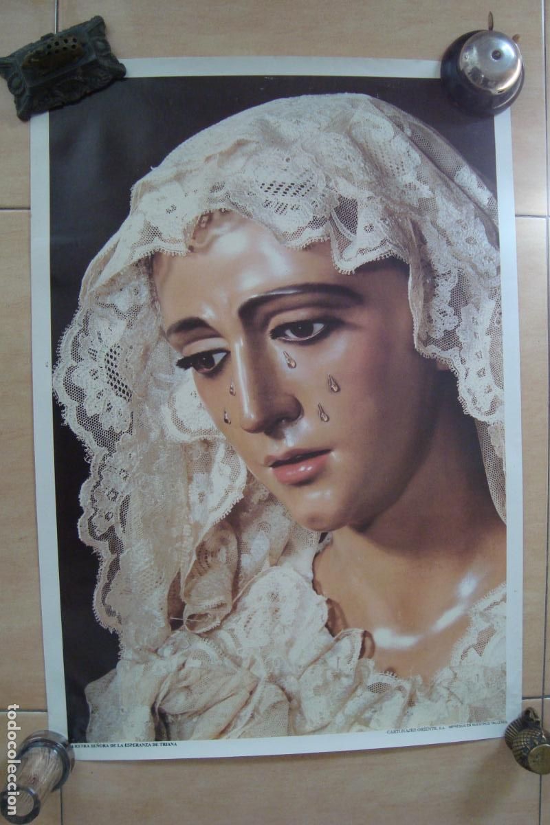 Carteles de Semana Santa: ANTIGUO CARTEL VIRGEN ESPERANZA DE TRIANA SEVILLA. CARTONAJES ORIENTE S.A