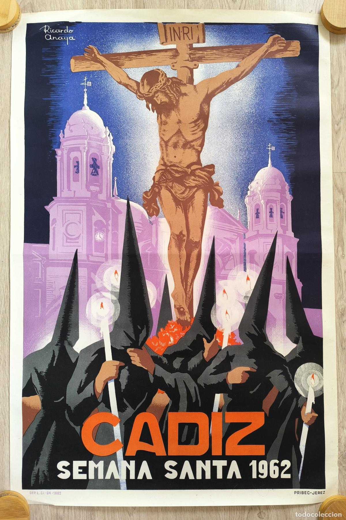 Carteles de Semana Santa: RW CARTEL SEMANA SANTA CADIZ 1962 RICARDO ANAYA CFF132