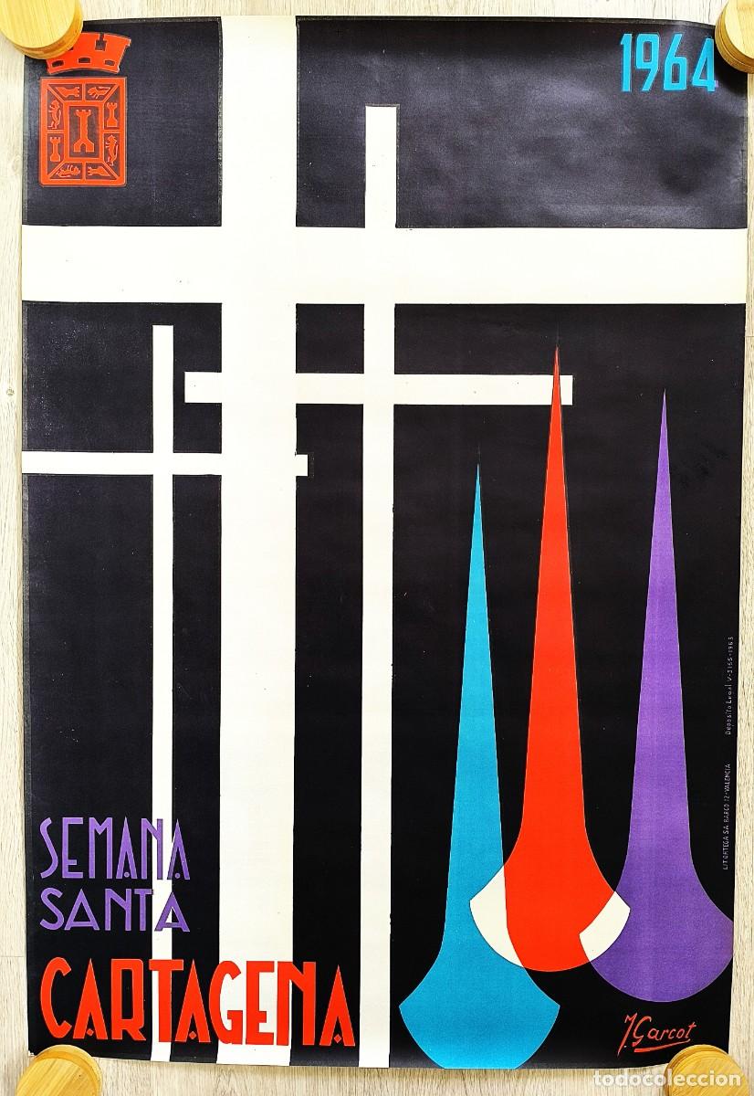 Cartazes da Semana Santa: RW CARTEL SEMANA SANTA CARTAGENA 1964 J GARCOT LITOGRAFIA ORIGINAL CFF141 RR