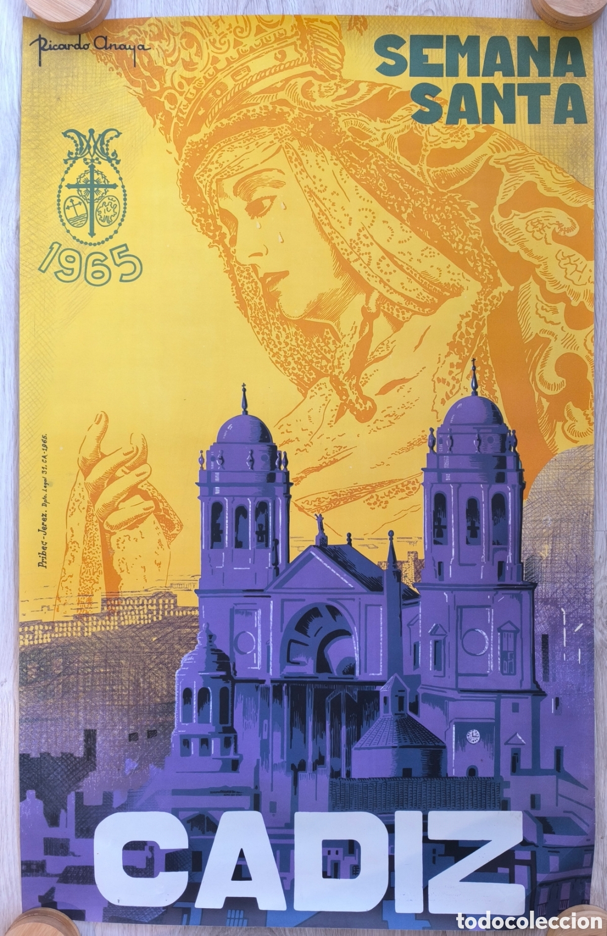Carteles de Semana Santa: RW CARTEL SEMANA SANTA CADIZ 1965 RICARDO ANAYA ORIGINAL CFF142 RR