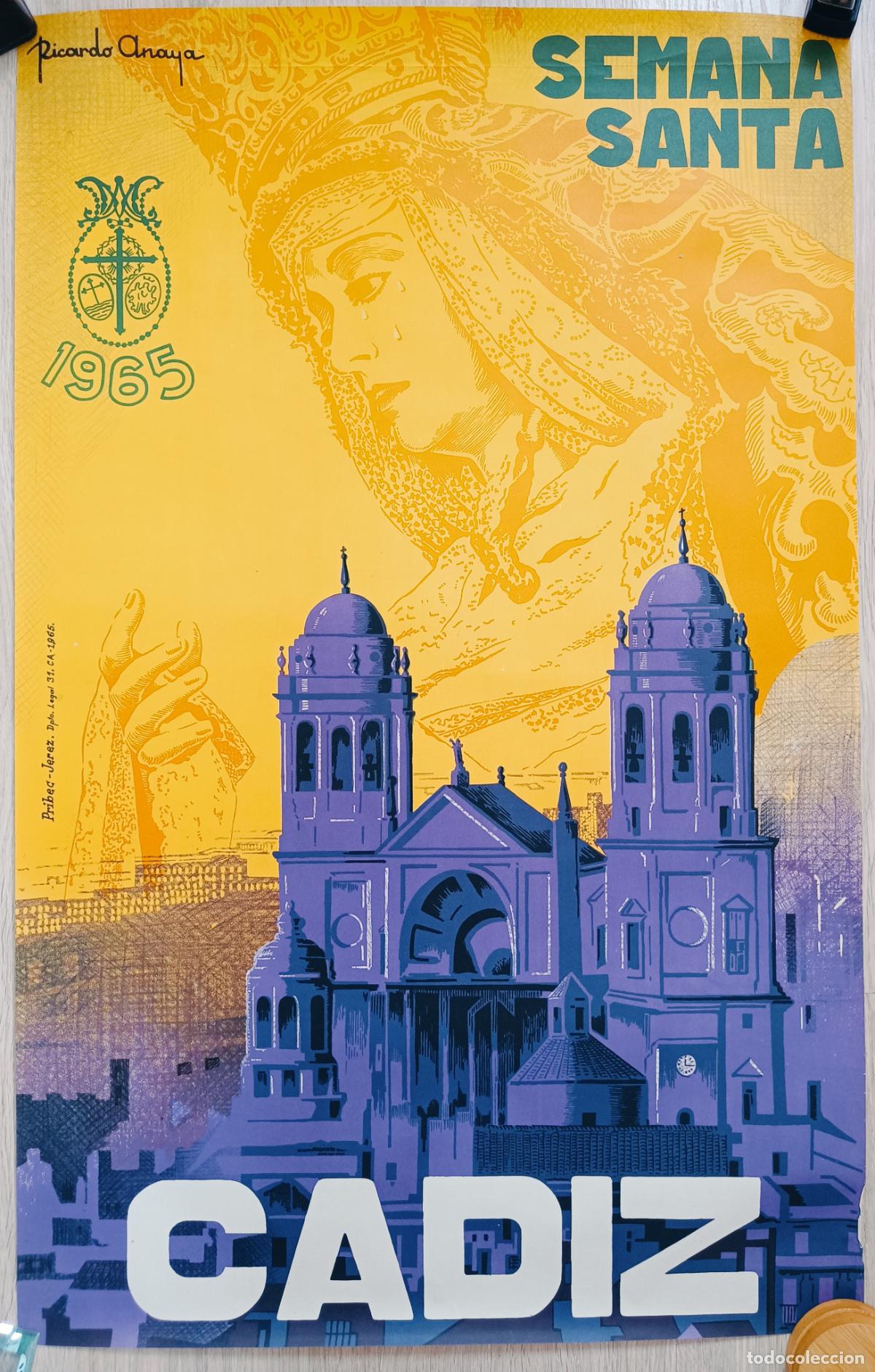 Carteles de Semana Santa: CARTEL SEMANA SANTA CADIZ 1965 RICARDO ANAYA CSS5