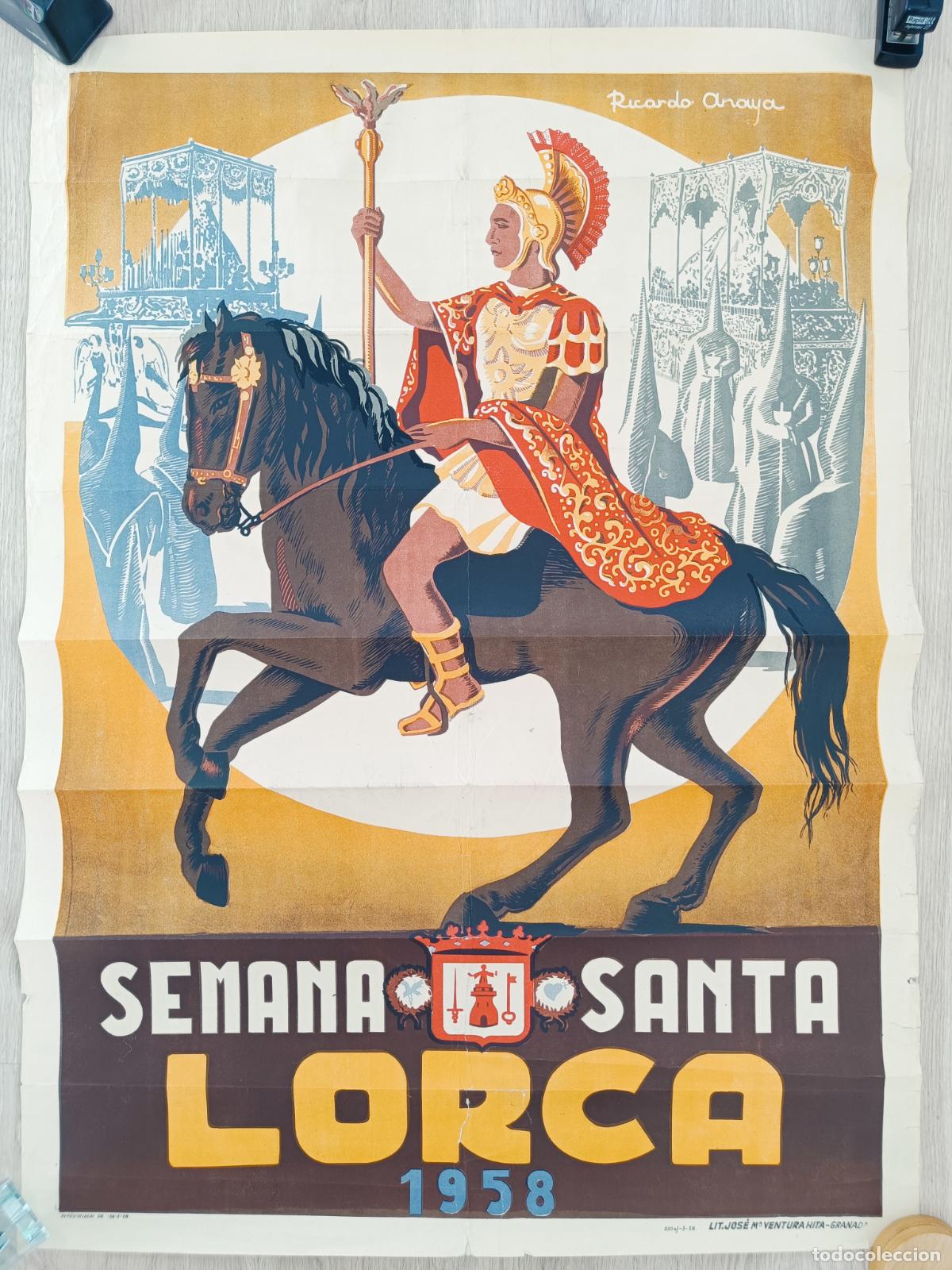 Carteles de Semana Santa: CARTEL SEMANA SANTA LORCA MURCIA 1958 RICARDO ANAYA LITOGRAFIA CSS9