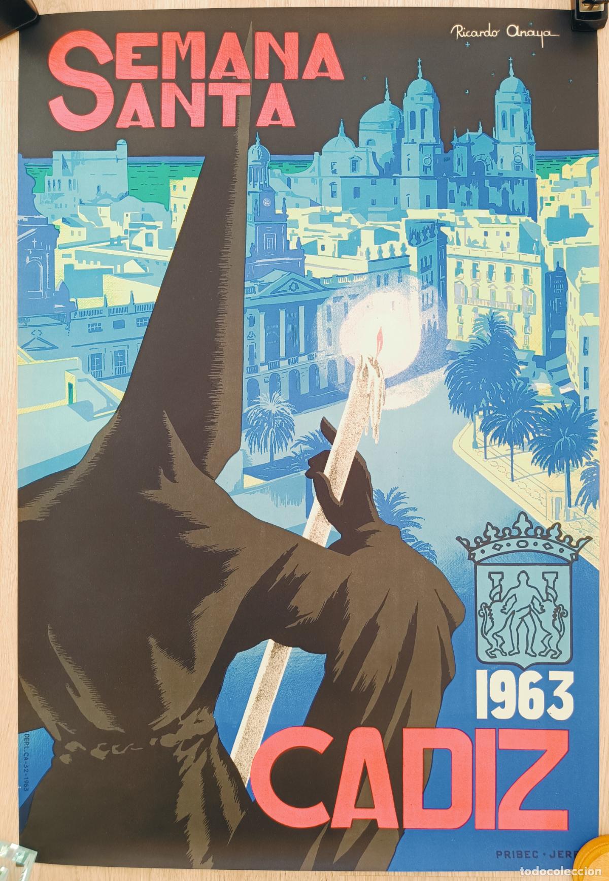 Carteles de Semana Santa: CARTEL SEMANA SANTA CADIZ 1963 RICARDO ANAYA LITOGRAFIA CSS11